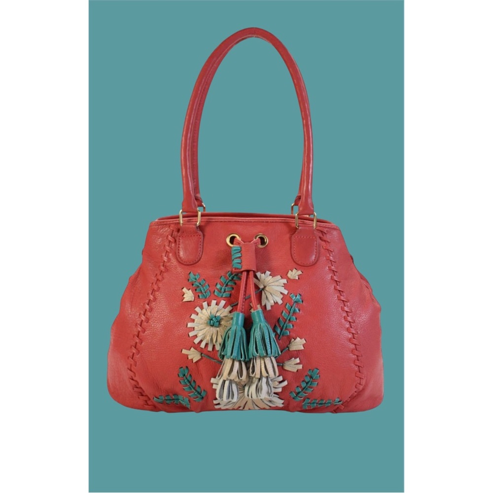 Isabella Fiore Embroidered Handbag with Tassels